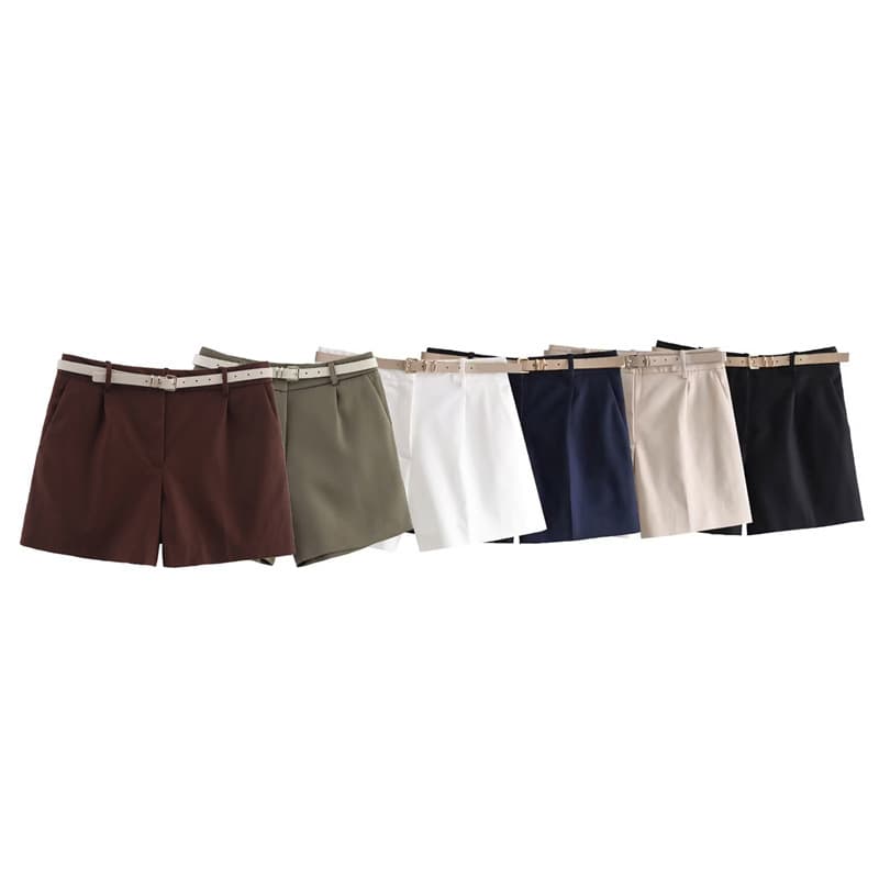 Export 2024 Summer New Women's Clothing Europe/US Style with Belt Decoration Casual Fashion Versatile Shorts 8372104