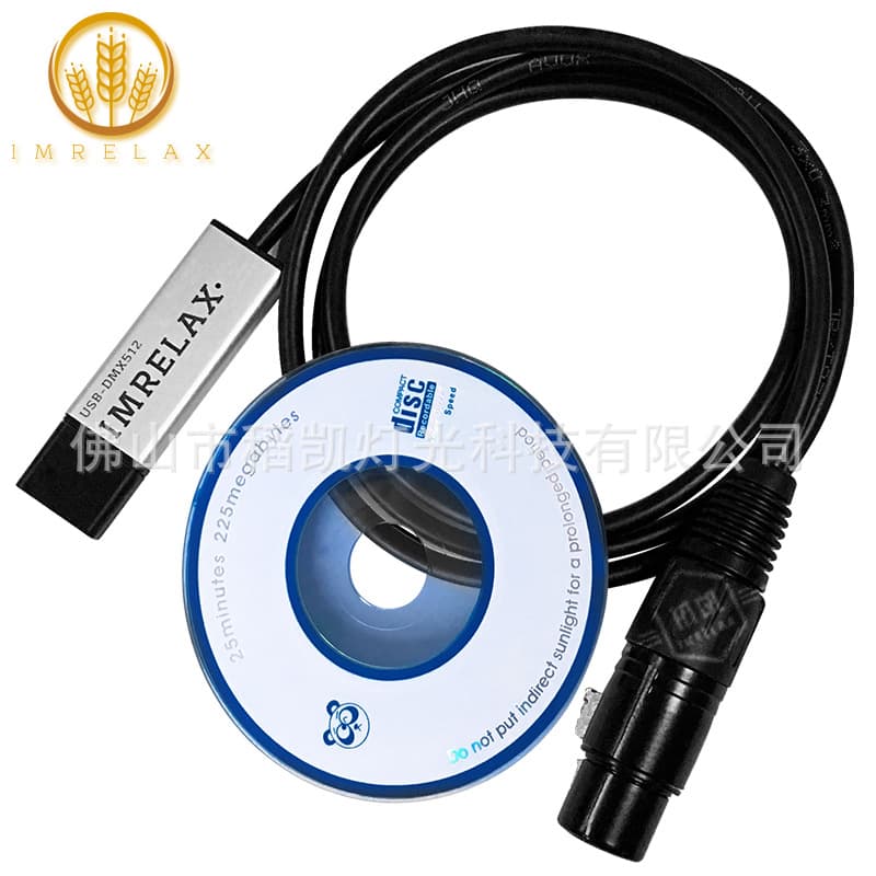 USB to DMX512 Cable Stage Lighting Controller 3-Pin Metal Connector Multi-System Compatible