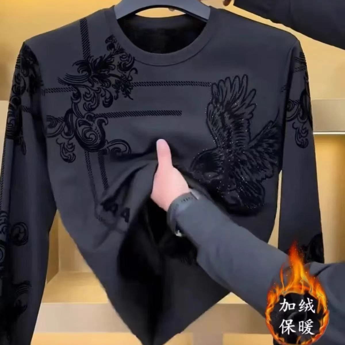 Autumn and winter men's velvet thickened sweatshirt pullover round neck loose plus size long-sleeved top hoodless jacket bottoming shirt