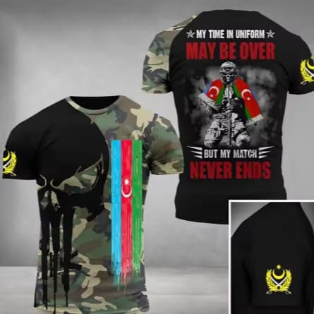 Azerbaijan Men's T-Shirt Army 3D Printed T-Shirt Street Style Cool Clothing Large Size Men's Design T-Shirt