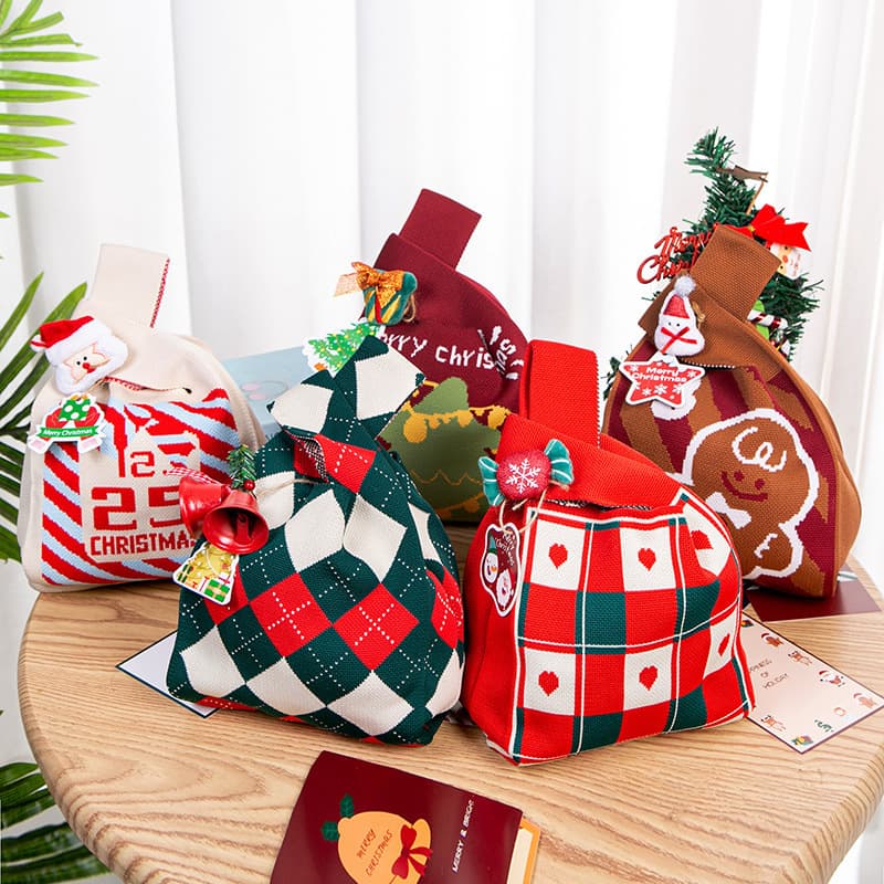 Christmas Gift Bag Apple Bag Christmas Tote Gift Bag Candy Bag Christmas Eve Children's Gift Knitted Bag