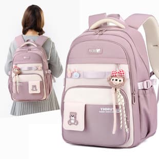 New Cross-Border Girls' Elementary and Middle School Backpack Large Capacity Versatile School Style Lightweight Simple High-Aesthetic Backpack