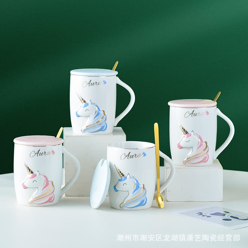 Creative Unicorn Ceramic Mug Cartoon Coffee Cup Breakfast Cup Milk Cup Gift Cup Advertising Logo Tea Cup