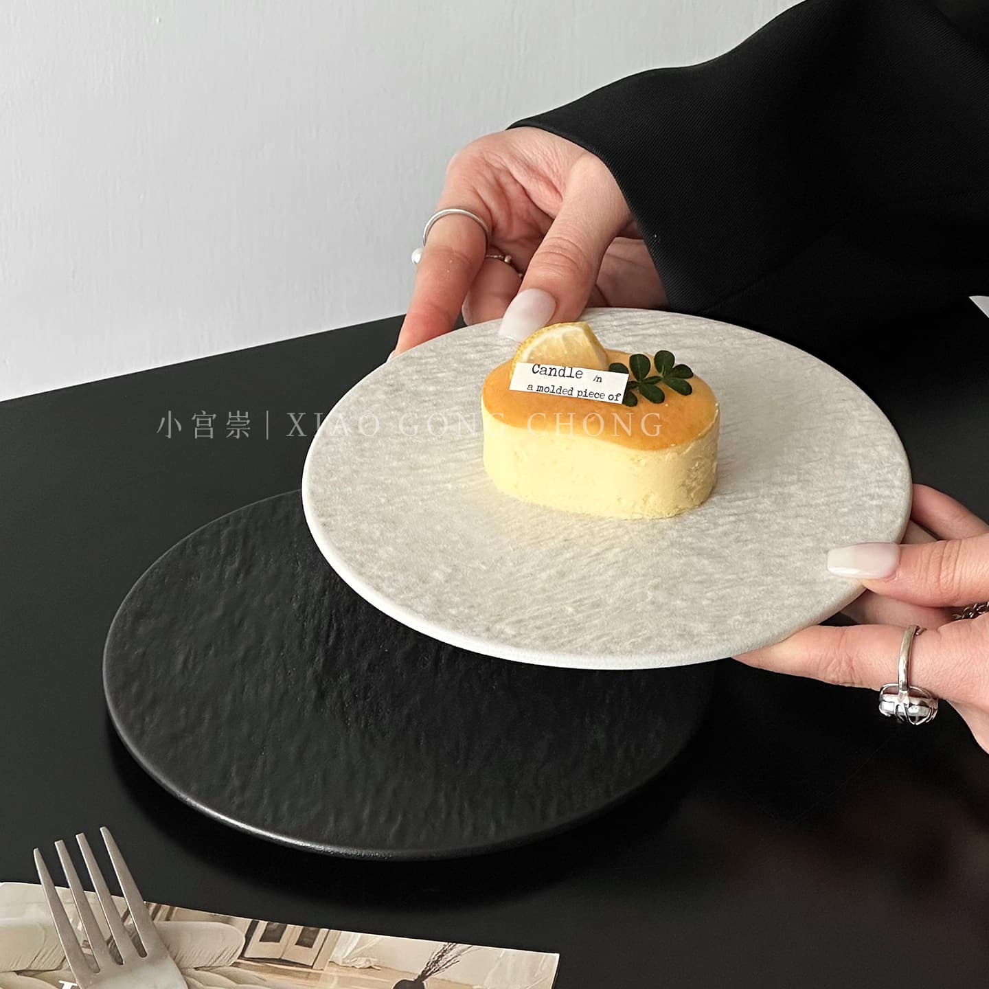 Frosted Stone Texture Cake Plate Ceramic Plate Creative Dessert Plate Western Pastry Display Tray Flat Plate