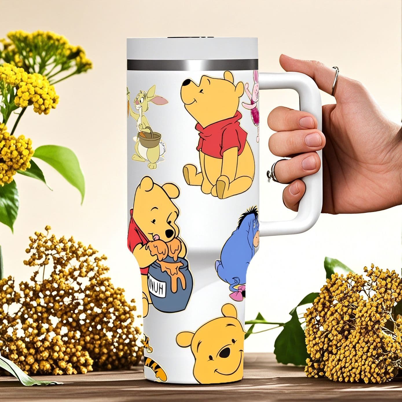 Cross-Border Temu Amazon 40oz Winnie the Pooh Series Second Generation Car Cup with Straw Stainless Steel 304 Thermos Cup