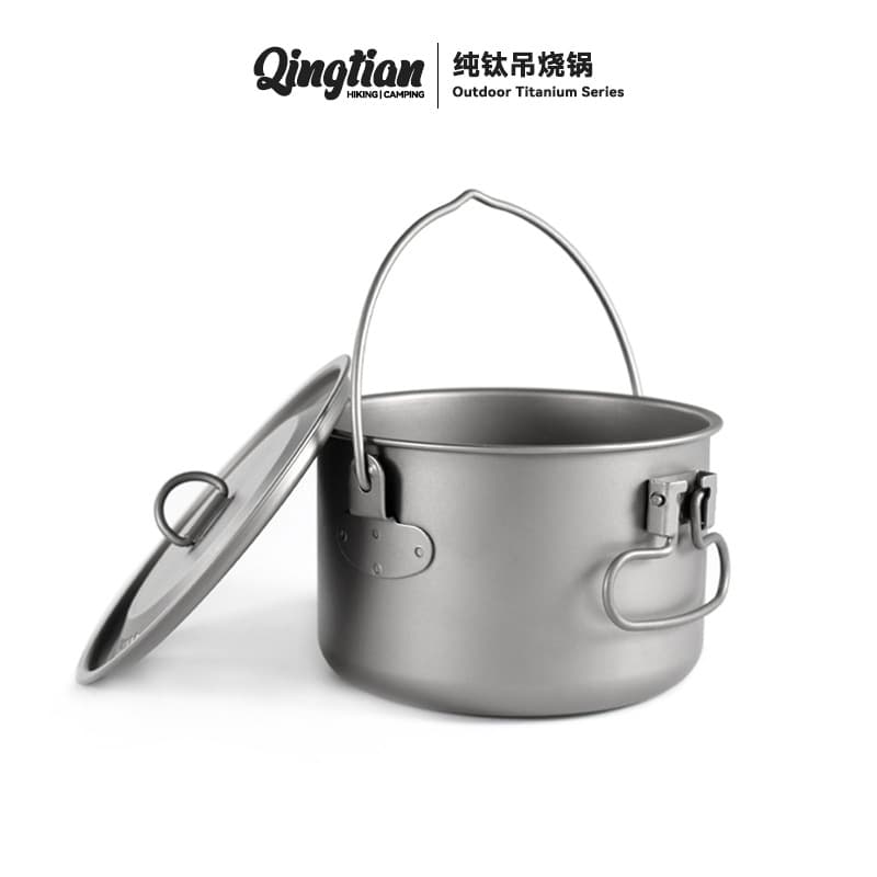 Pure Titanium Soup Pot Large Capacity Multi-function Lightweight Portable Foldable Thickened Outdoor Camping Household Pot Cross-border Wholesale