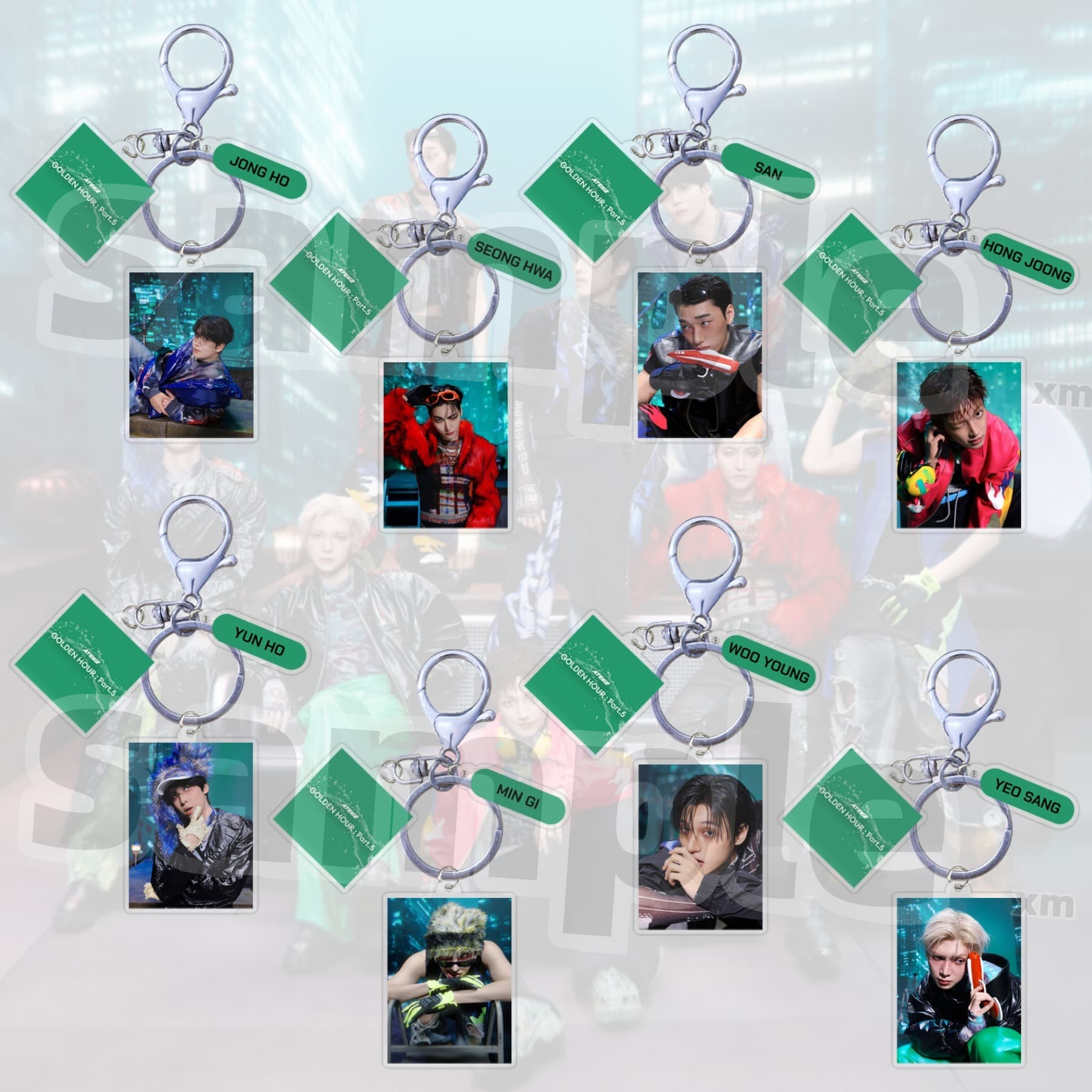 ATEEZ GOLDEN HOUR : Part.5 Acrylic Keychain SAN Mingi Pendant Merchandise