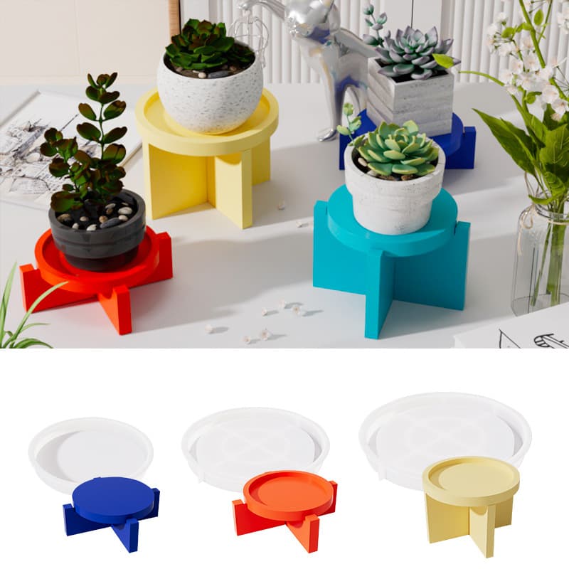 Round Normcore Shelf Ornaments Silicone Mold DIY Flower Stand Tea Tray Pastry Tray Plaster Mold