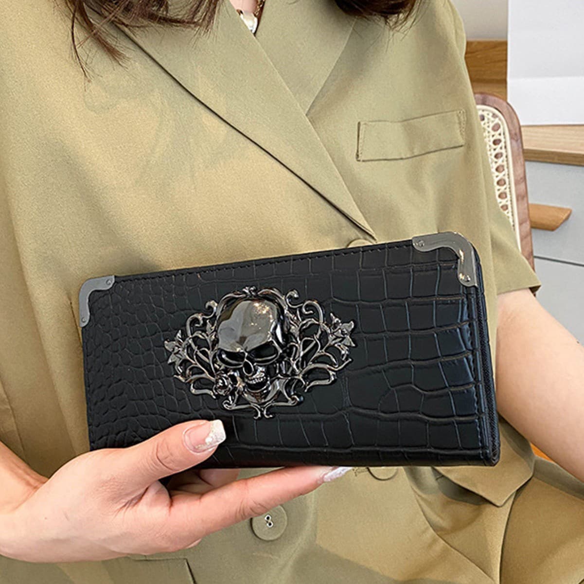 Crocodile Women's Wallet Long Wallet Multi-card Slot Clutch Bag European and American Fashion Phone Bag Cross-border Premium Multifunctional
