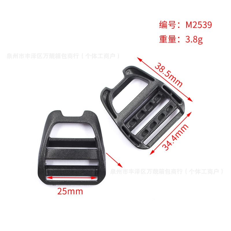 Factory 25mm Black Plastic Curved Four-Slot Buckle Outdoor Backpack Adjustment Ladder Lock School Bag Curved Ladder Buckle Supply