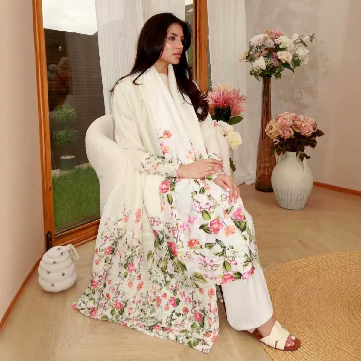 Miyake Pleated Trench Coat Cardigan Women's Ethnic Style Coat Regional Special Clothing Women Plus Size Cross-border New Long Robe