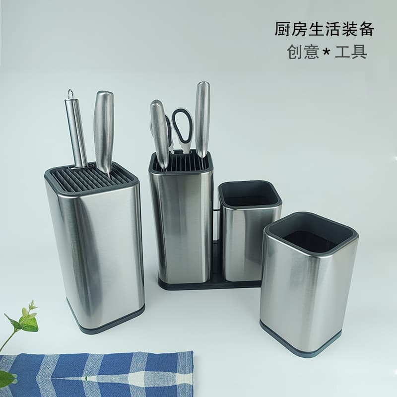 Factory direct sales of stainless steel knife holders, kitchen knife stands, cutlery storage tubes, and creative knife racks.