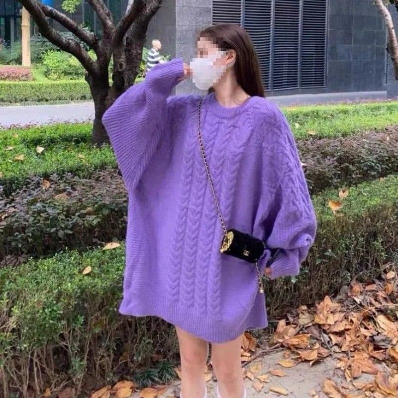 Plus Size Cable Knit Lazy Autumn/Winter/Spring New Thick Knitted Maternity Coat for Women, Dress Sweater