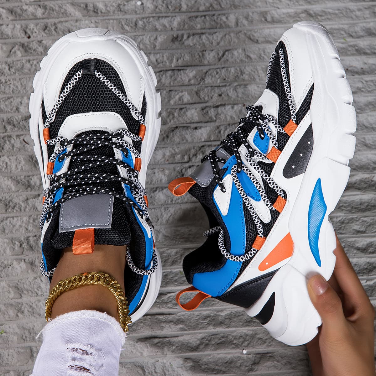 2025 Spring New Cross-Border Hot Selling Women's Casual Sneakers Versatile Chunky Dad Shoes Breathable Comfortable Trendy Shoes