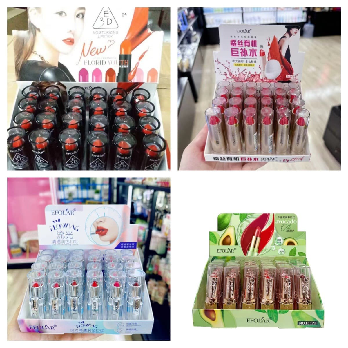 EFOLAR Yifula Long-Lasting Moisturizing Lipstick Avocado 24-Pack Box Set Red Lipstick Assorted