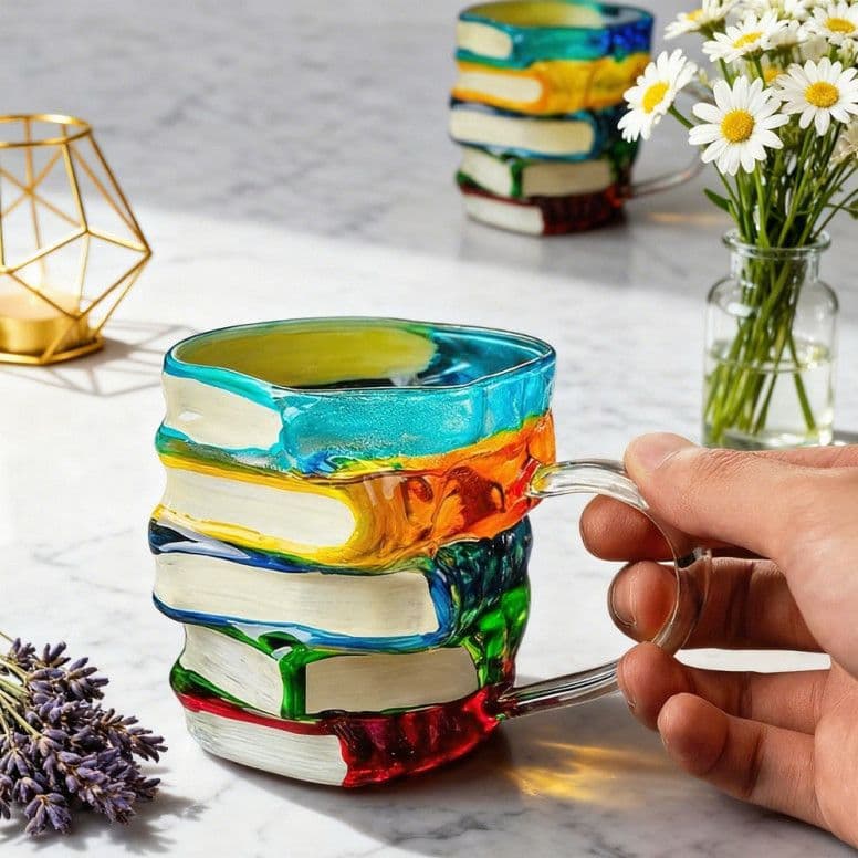 High-Appeal Best-Seller Household Glass Cup Office Coffee Cup Fashionable Book Cup Mug Book Art Cup