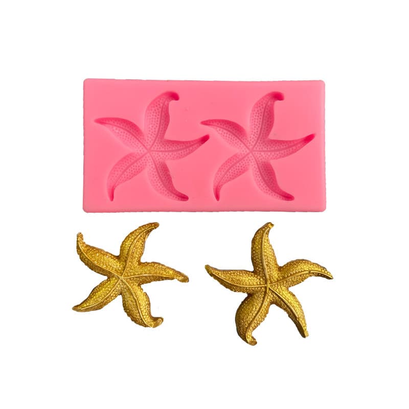 3D Starfish Shaped Liquid Fondant Cake Silicone Mold, Clay Plaster Soap Candle Silicone Mold