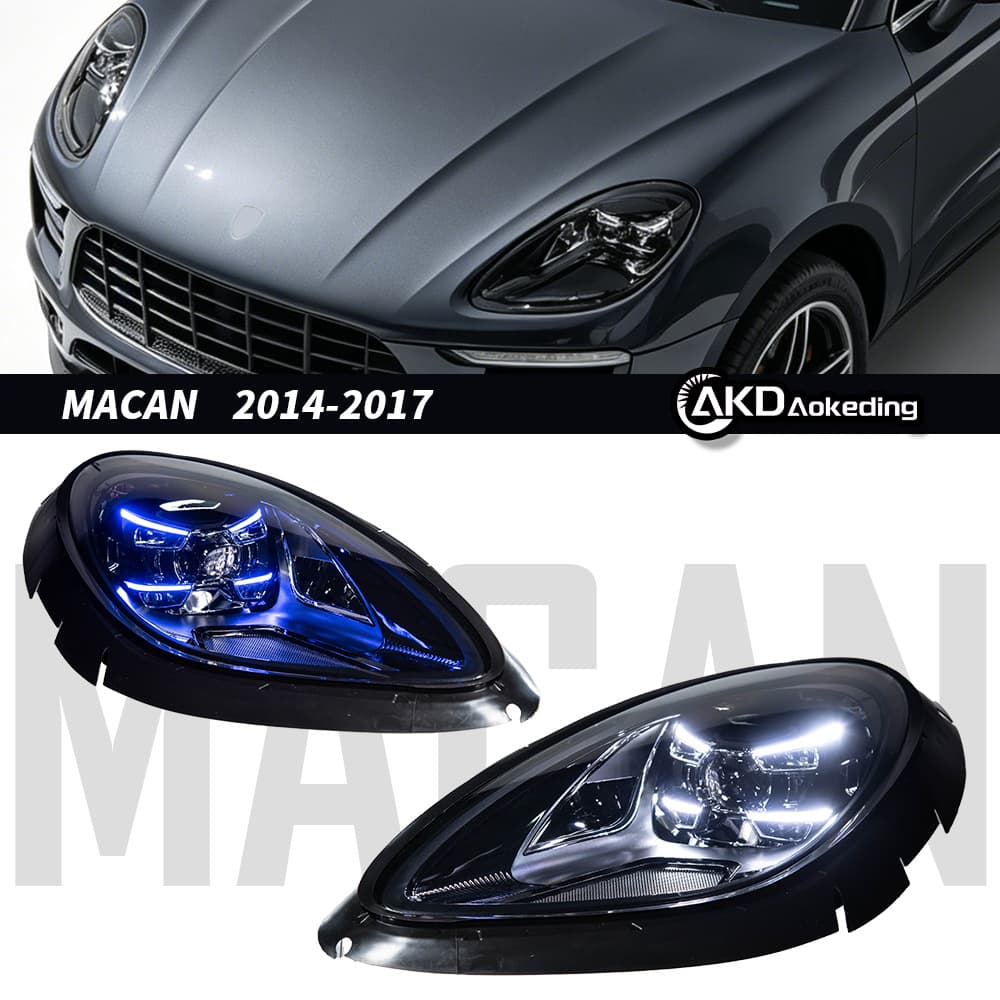 For 14-20 Porsche Macan Headlight Assembly Modified New High Configuration Full LED Lens Light Daytime Running