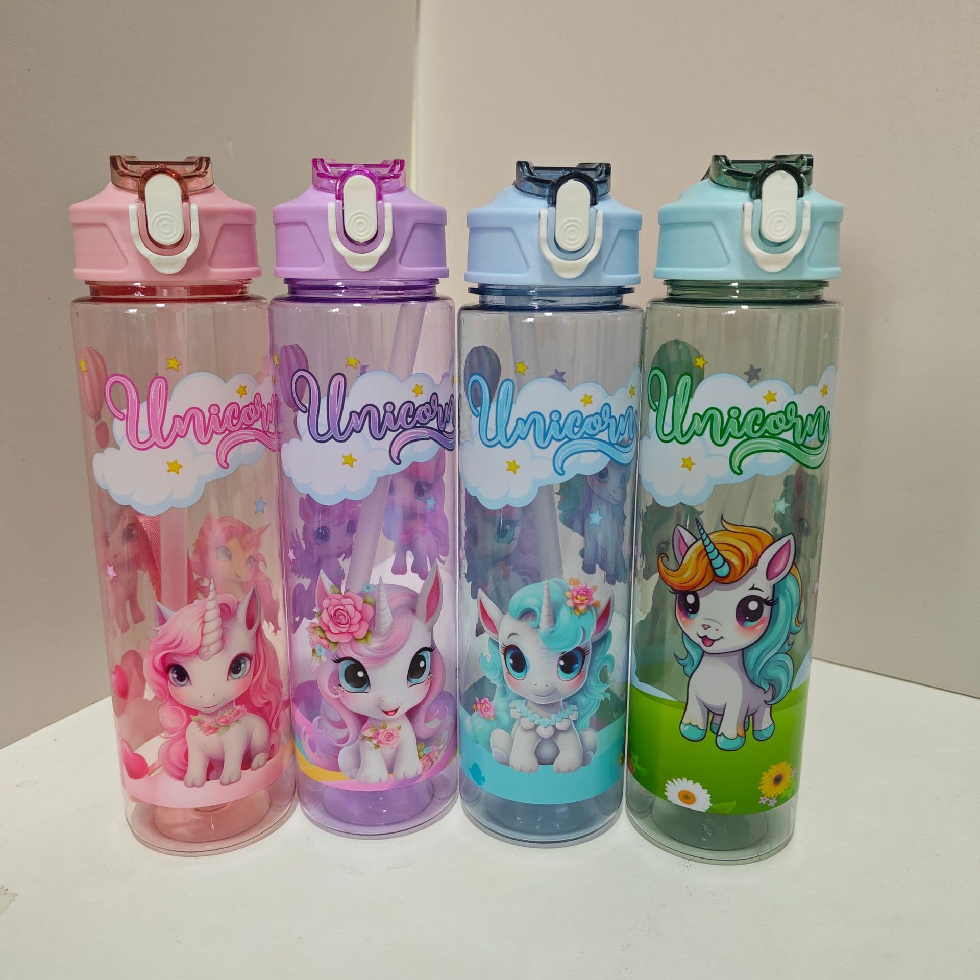 2026 New Unicorn Cartoon Plastic Cup for Kids with Straw 750ML Student Portable Cup