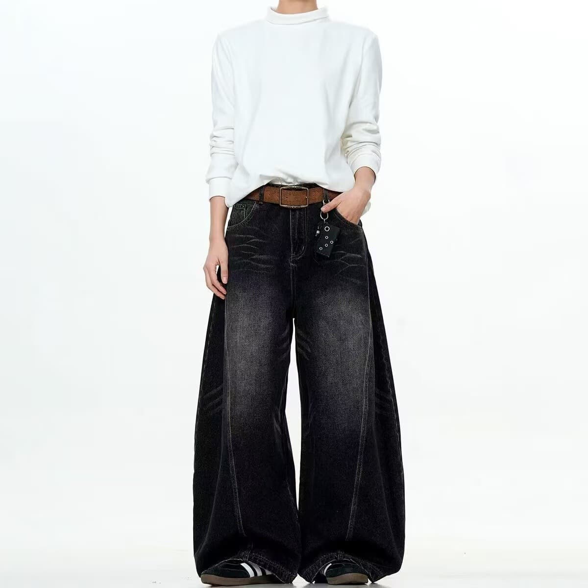New Scimitar Jeans Men's Retro Design Three-Dimensional Versatile Spring and Summer Loose Wide-Leg Sickle Pants