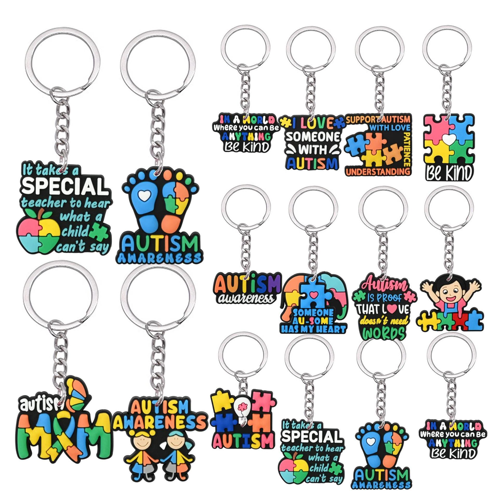 Cross-border new autism autism soft plastic jewelry accessories keychain hole keychain diy accessories