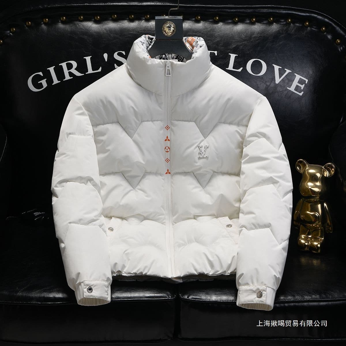 European Men's Wear 2024 Winter New Cotton Jacket Men's Trendy Brand Short Warm and Cold-proof Stand Collar Winter Clothes