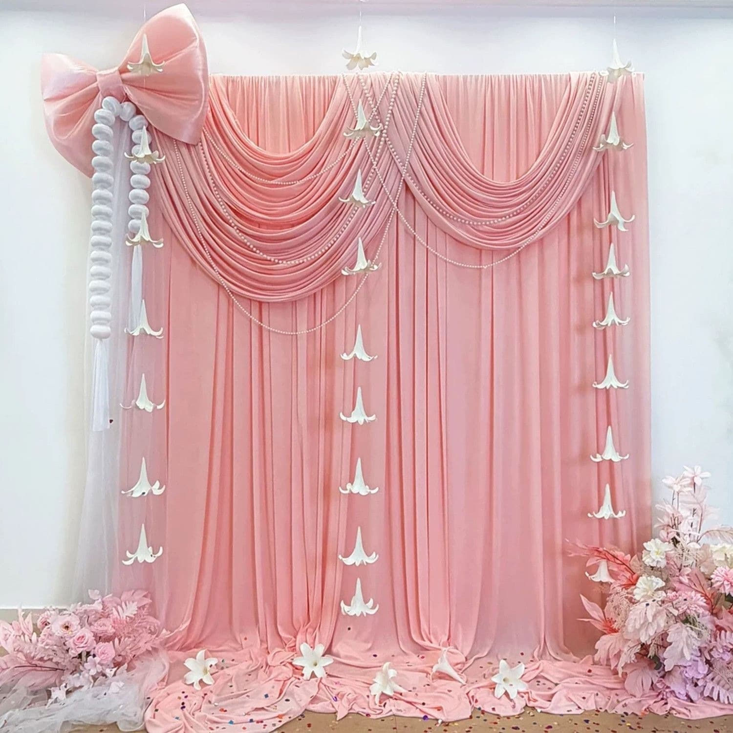 Jinxi gentle pink background woman getting married wedding room hotel living room dressing gown wedding atmosphere background props