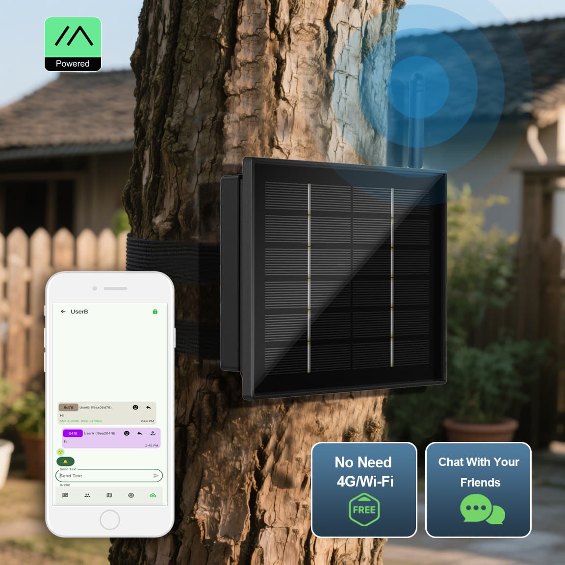 Outdoor waterproof IP66 solar-powered LoRa node by Heltec with built-in 18650 battery and Meshtastic support.