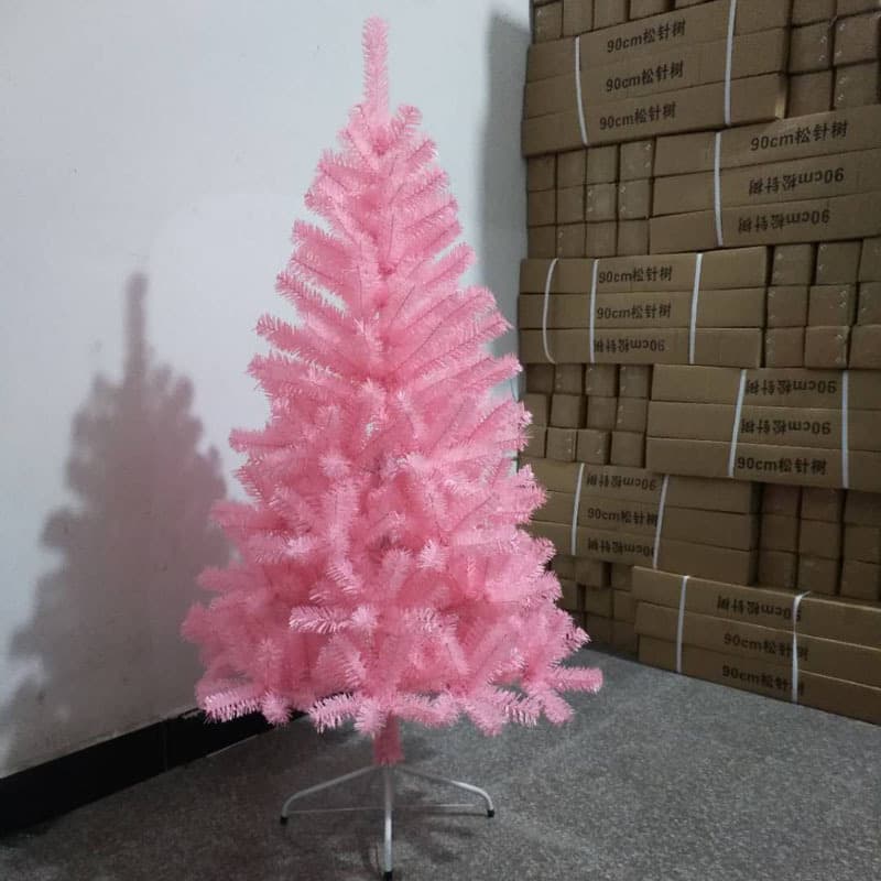 60cm 1.2/1.5/2m Pink PVC Dense Christmas Tree Festival Mall Home Decoration Supplies Floor Standing Artificial