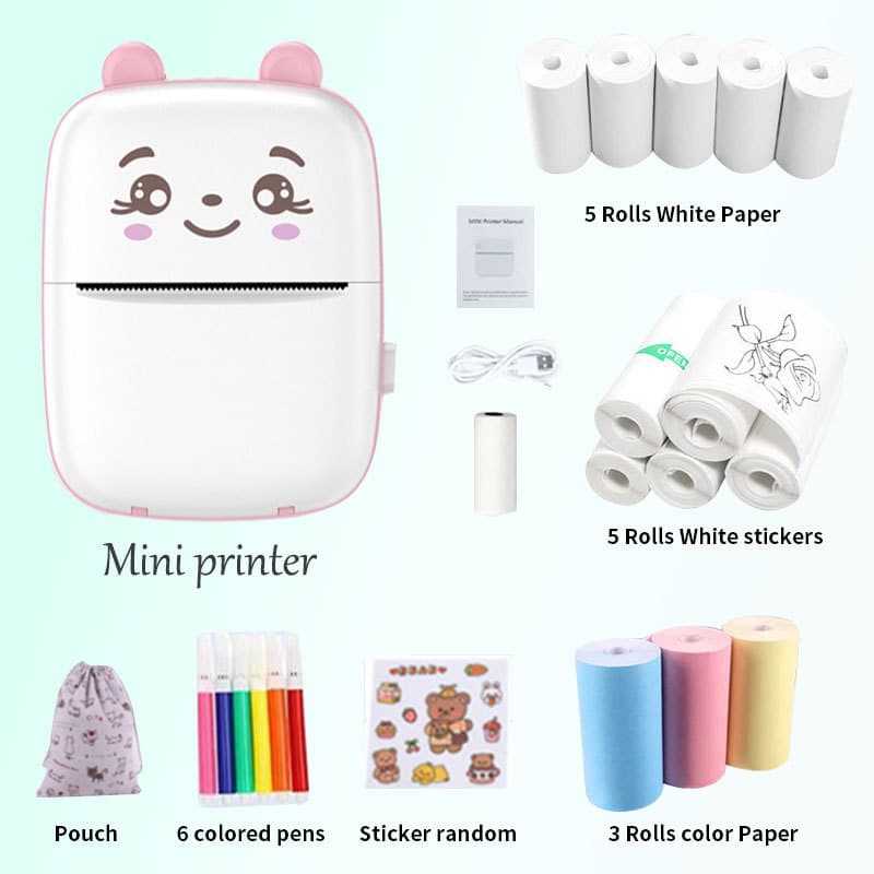 Cross-border mini portable printer to take photos, search questions, photos, thermal printing, students' wrong questions, factory home use