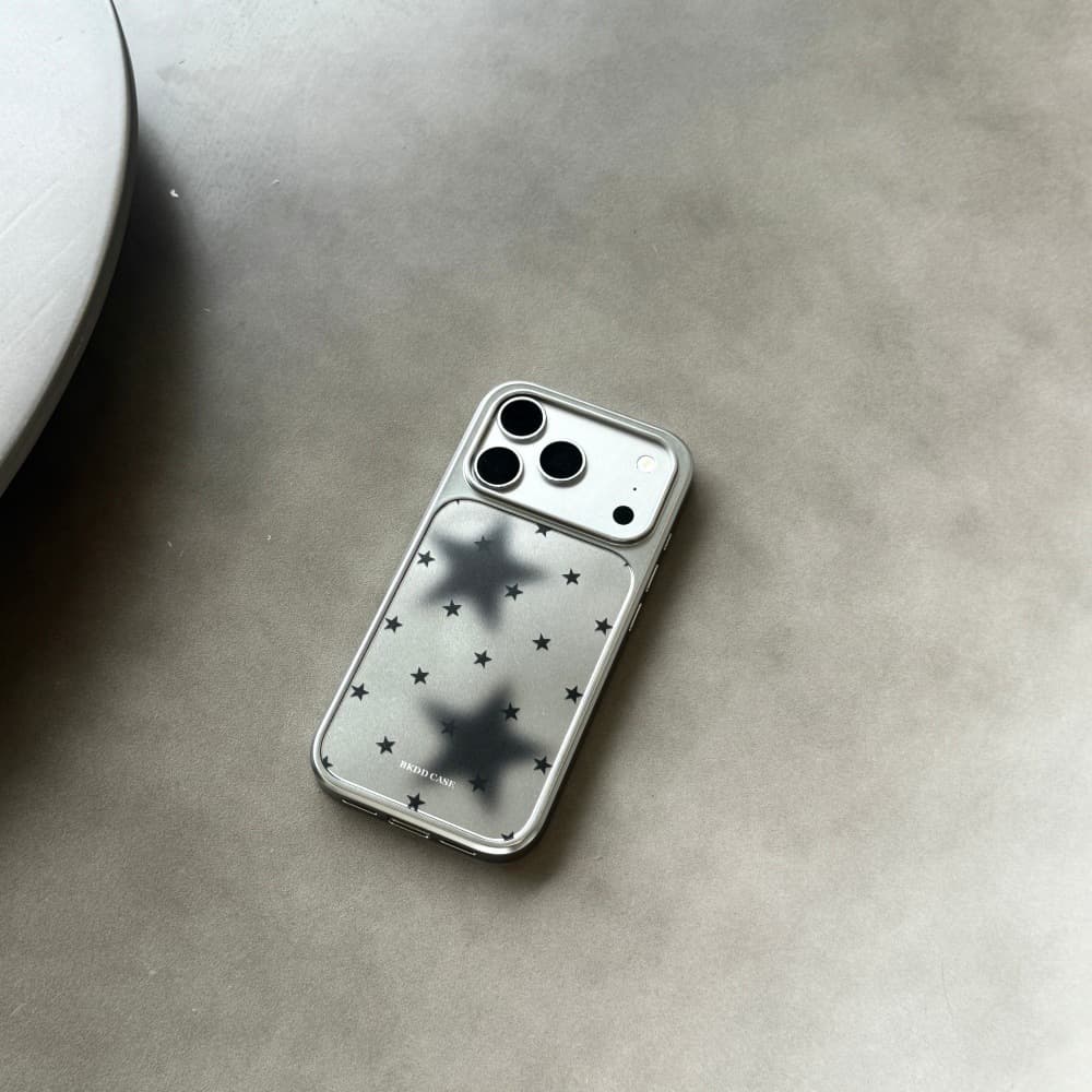Electroplated Silver Edge Black Star Phone Case for Apple 17PROMAX, Creative Shockproof for iPhone 16/15PRO