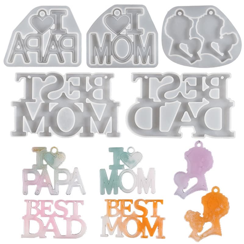 Shancan Cross-border Amazon DIY Resin Epoxy Casting Mold Father's Day Mother's Day Keychain Pendant Silicone Mold