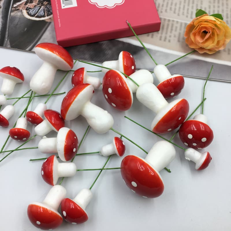 Simulation Mushroom Mini Small Mushroom Foam Mushroom Red Simulation Mushroom Ornament Accessory Cute Pose Prop Decoration