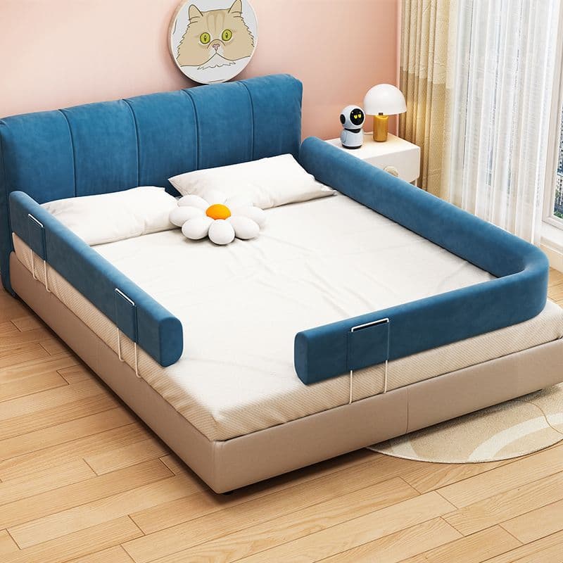 Soft padded crib railing for fall prevention, multi-sided baby guardrail, children's crib barrier, bed railing.