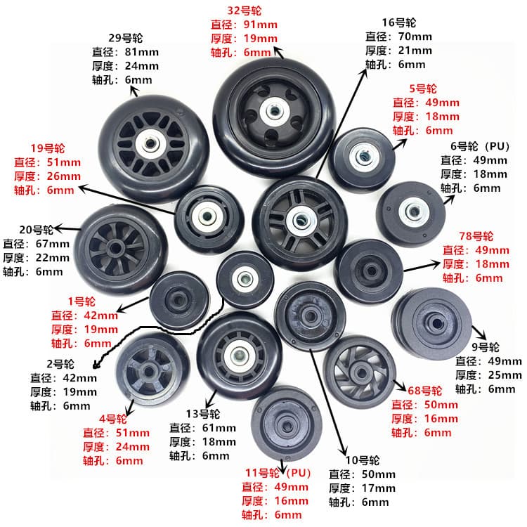 Suitcase Wheel Replacement Parts, Swivel Wheels for Travel Cases, Trunk Wheels, Aircraft Wheel Casters