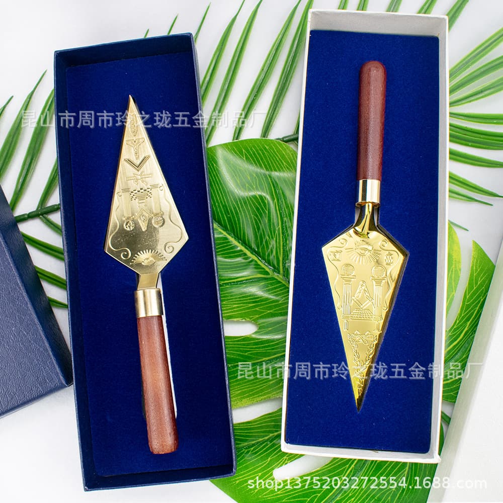 In Stock Masonic Tools All-Seeing Eye Engraved Gold-Plated Souvenir Metal Masonic Trowel with Box