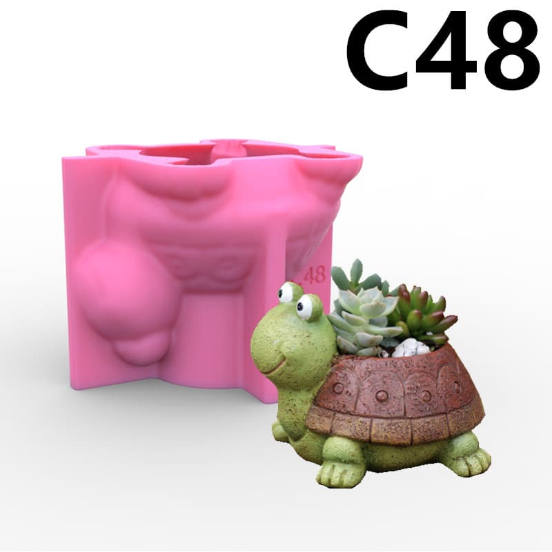 Cartoon Turtle Silicone Mold for Succulent Planter, Plaster Cement Flower Pot, DIY Craft Mold C48