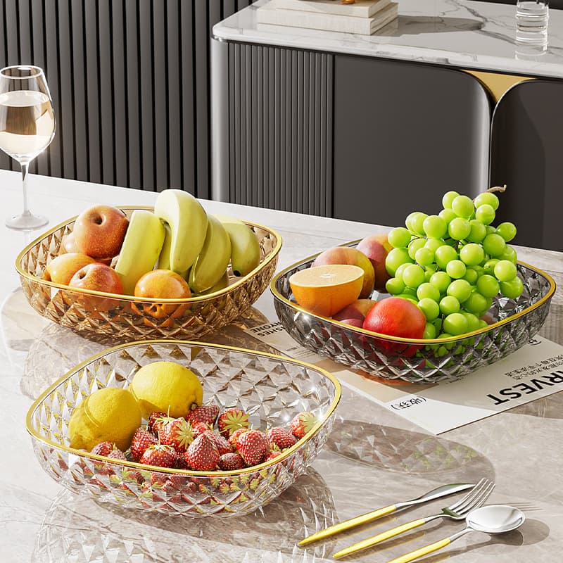 Light luxury fruit plate, home living room, high-end plastic fruit bowl, dry fruit plate, high-end tableware, candy snack display plate