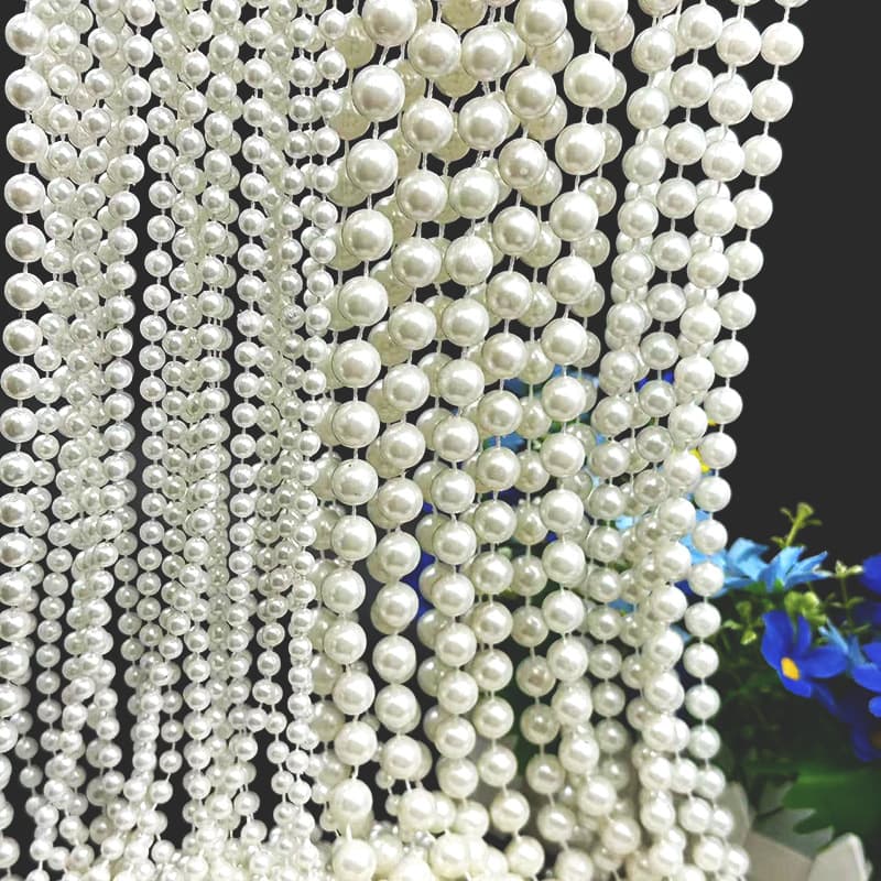 Imitation pearl connected bead chains for wedding, flowing cloud and water ceiling decoration, acrylic pearl wave curtain.