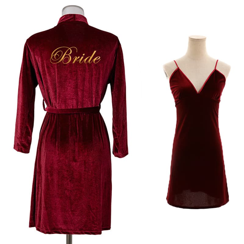 Bride Gown Morning Gown Ladies Morning Gown Nightgown Nightgown Gold Velvet Suspenders Skirt