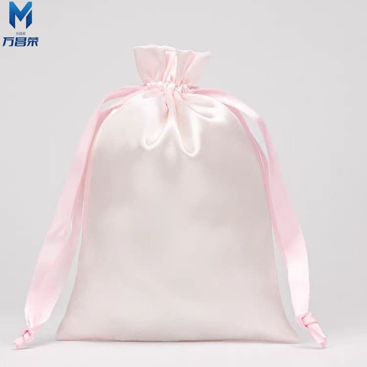 Manufacturer wholesale imitation silk bags, cicada silk-like cosmetic satin storage pouches with drawstrings