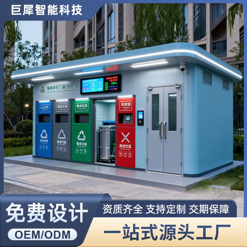 New Smart Garbage Room for Community Outdoor Waste Sorting and Recycling Station, Finished Steel Structure Garbage Sorting Room