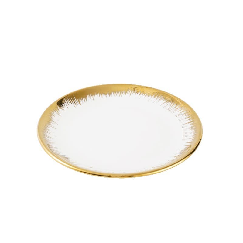 Nordic Gold-Rimmed Creative Ceramic Dinnerware Western Food Plate Steak Plate Flat Plate for Export