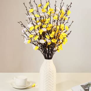 Artificial Plum Blossom 55CM Single Stem Mini White Wax Plum Fake Flower Chinese Home Decoration