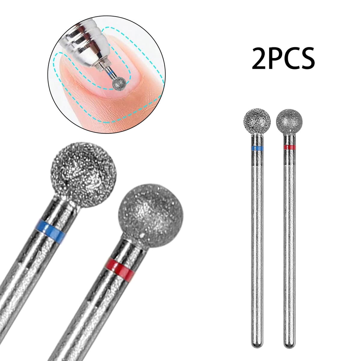 Nail Art 5MM Ball Round Grinding Head Cuticle Prep Tool Grinding Drill Bit 5mm Grinding Head