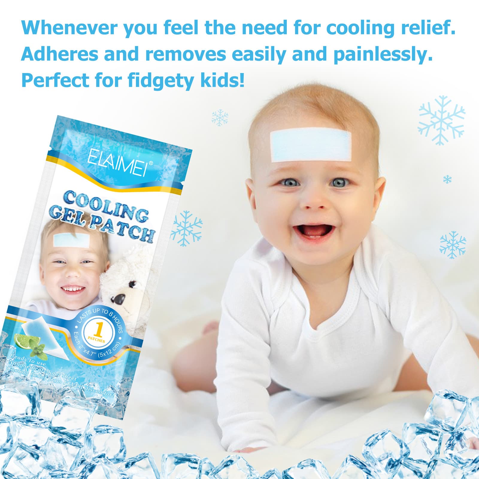 Export ELAIMEI brand ice compress patches, long-lasting 16-hour cooling for children and adults