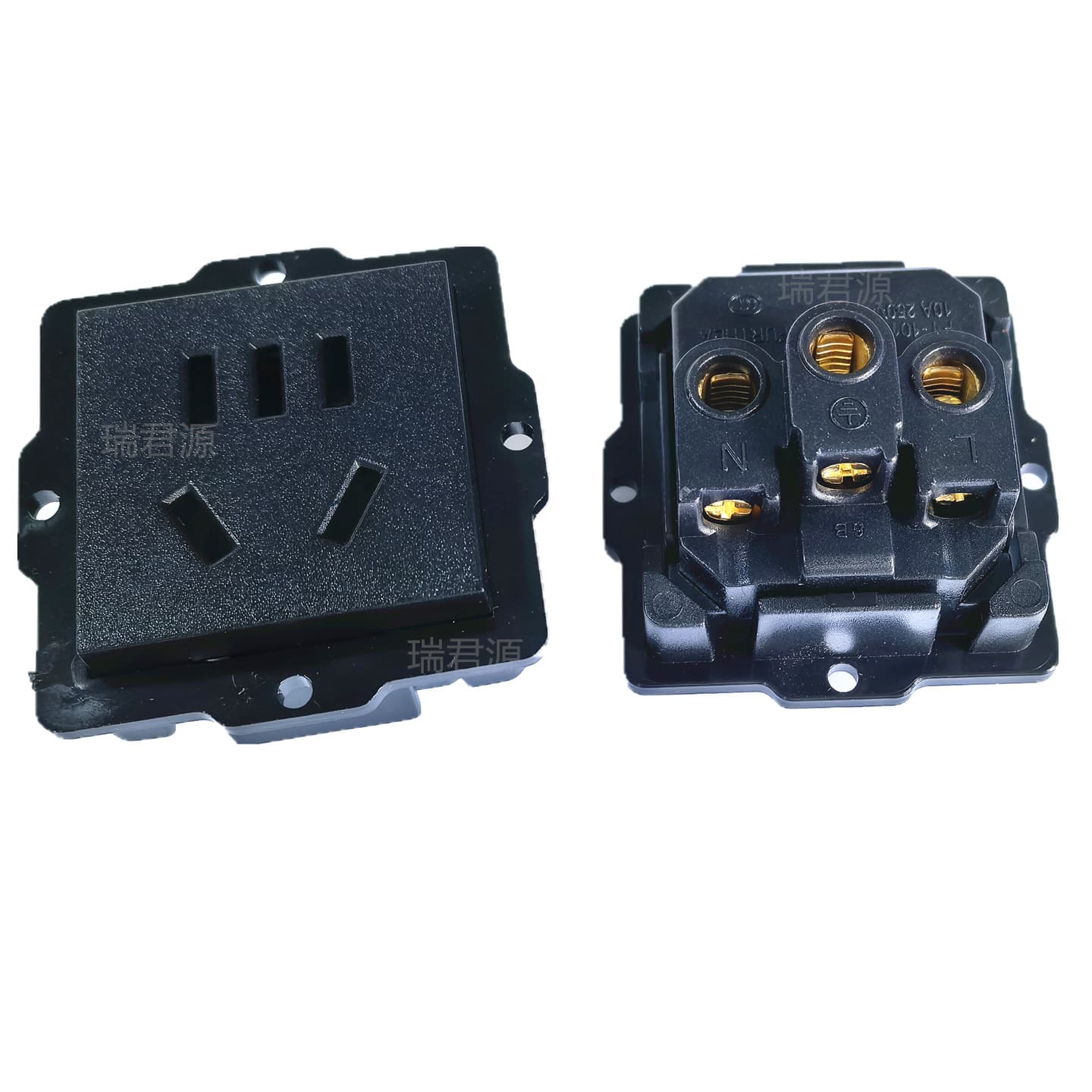 10A New National Standard Five-Hole Power Socket with Screw Fixing Frame 36*36 Type Rack Two-Three Hole Power Socket