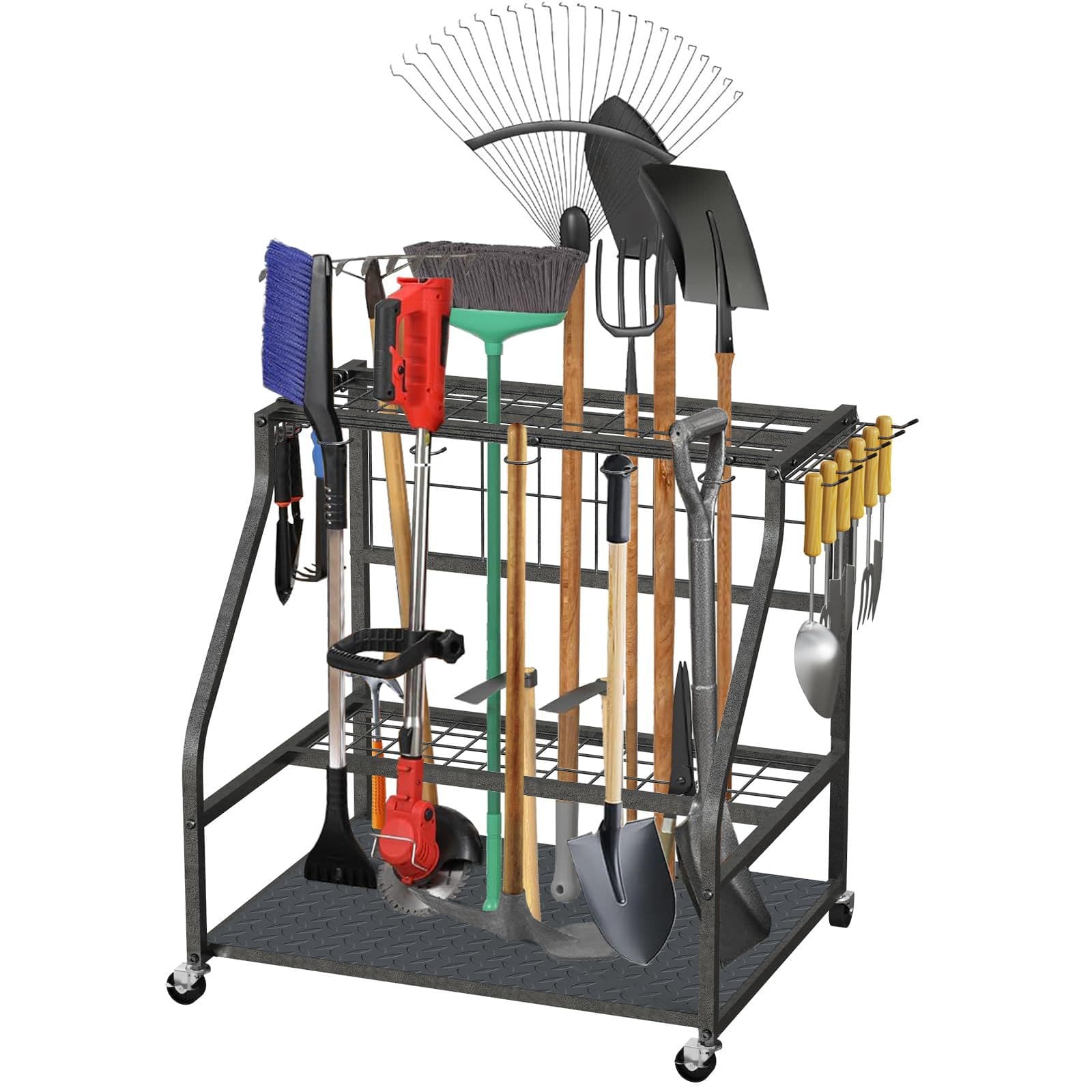 Garden Tool Organizer Patio Tool Organizer for Garage Garage Tool Organizer with Hooks