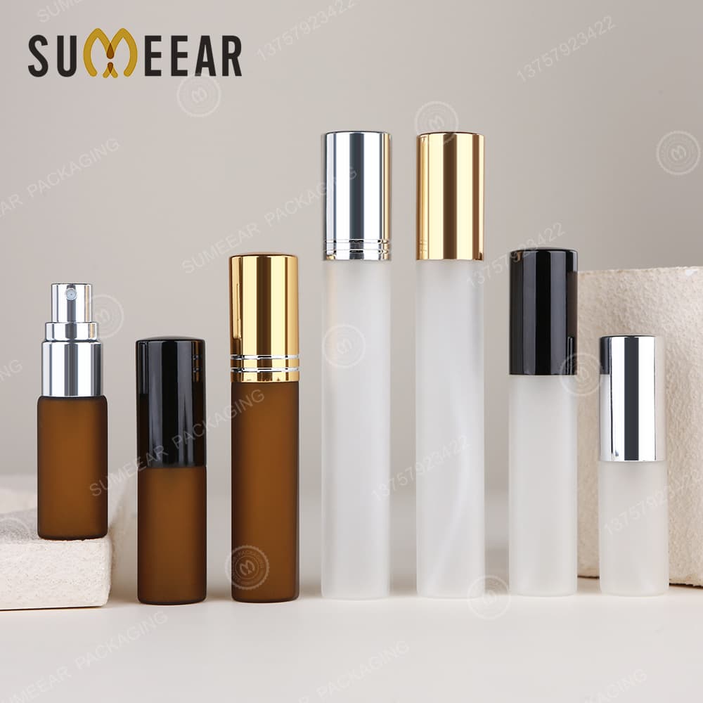 New 5ml 10ml 15ml Frosted Glass Perfume Bottle Refillable Spray Bottle Matte Sandblasted Spray Bottle