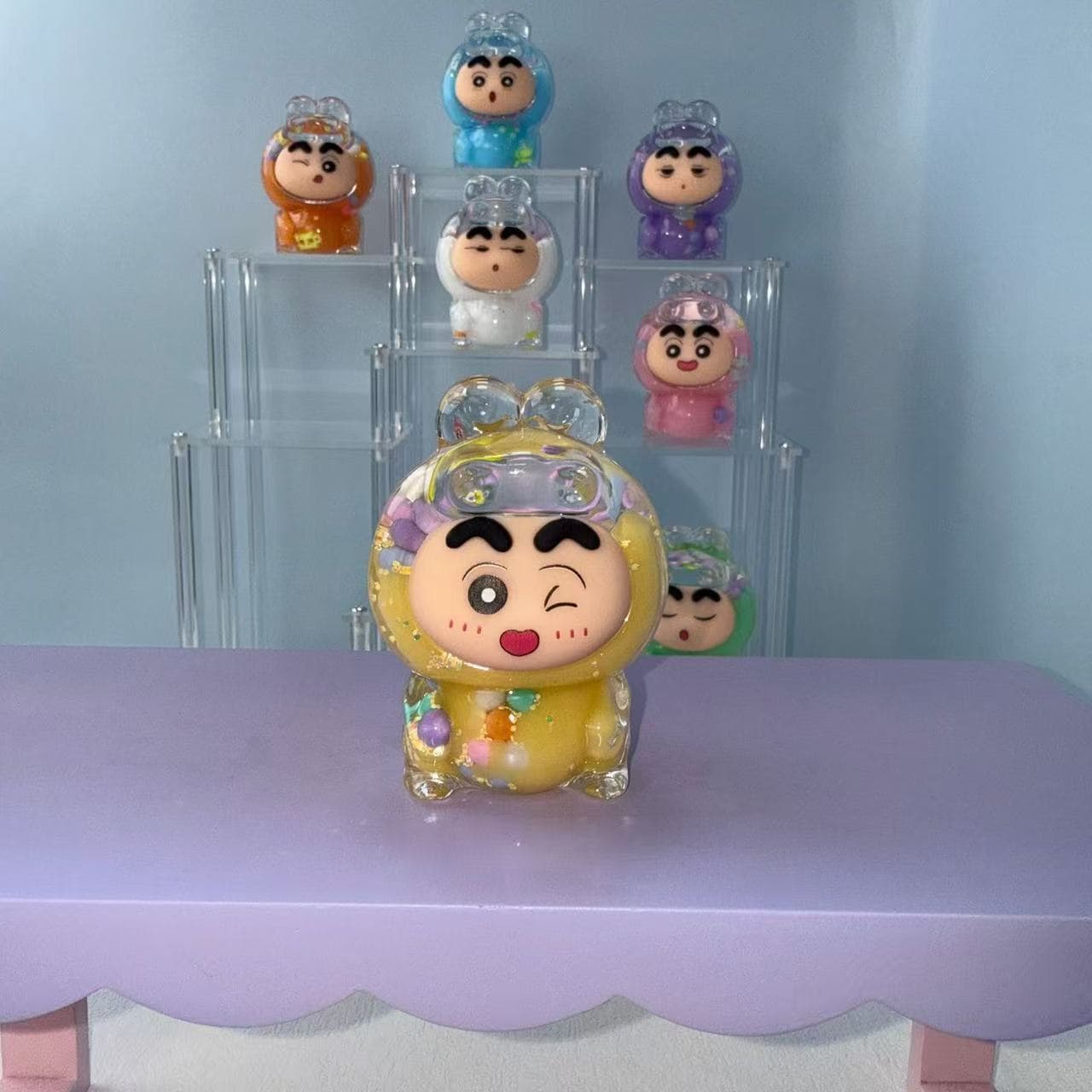 New Crayon Shin-chan Cartoon Cute Grains DIY Cream Glue Trendy Creative Keychain Pendant Resin Ornament Wholesale